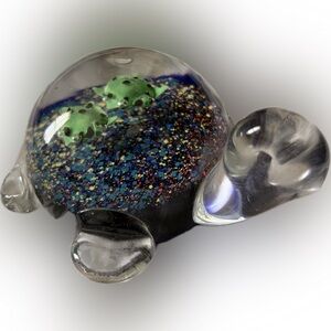 HANDBLOWN GLASS SEA TURTLE PAPERWEIGHT